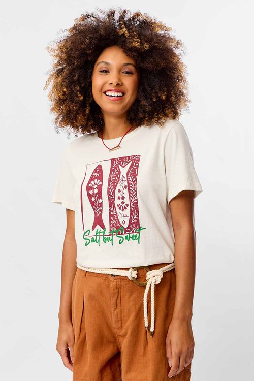 Blusa Estampada Sardinha Off White