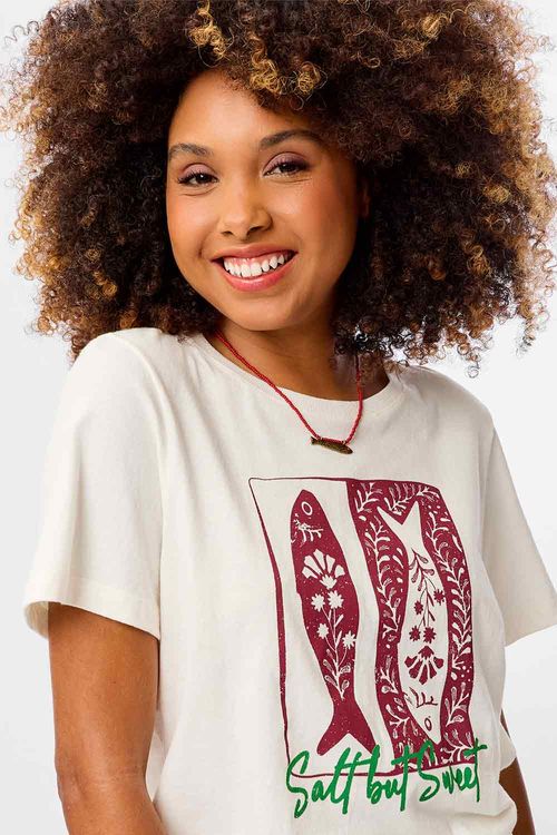 Blusa Estampada Sardinha Off White