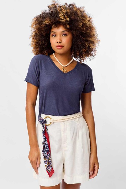 Blusa Viscolinho Azul Marinho