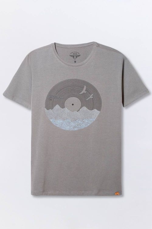 T-Shirt Estampada Flex Disco Em Relevo Grafite