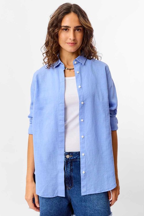 Camisa Linho Azul Claro