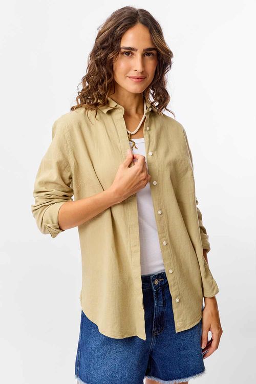 Camisa Linho Khaki