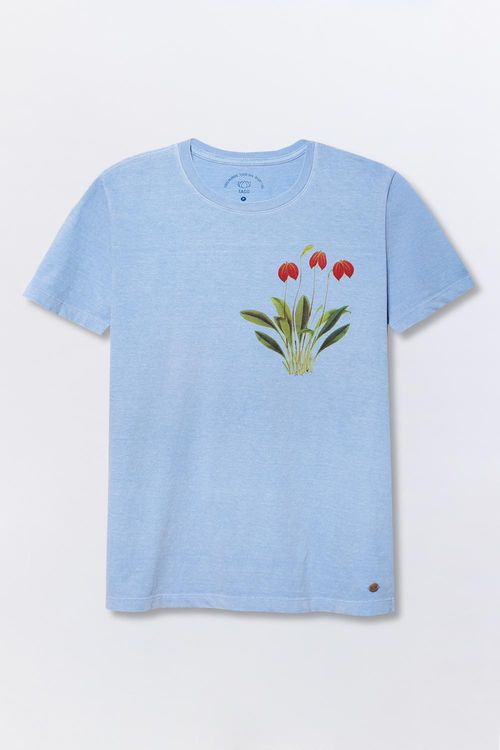 Blusa Estampada Flowers Azul Claro