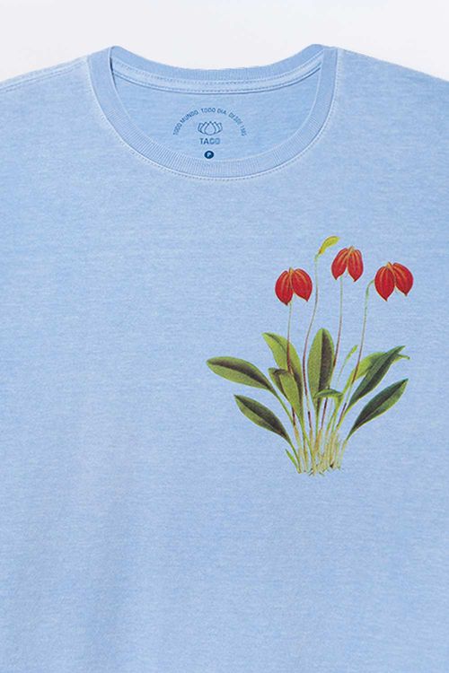 Blusa Estampada Flowers Azul Claro