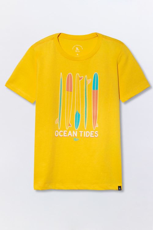 T-Shirt Infantil Estampada Ocean Amarela