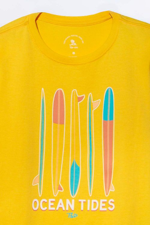 T-Shirt Infantil Estampada Ocean Amarela