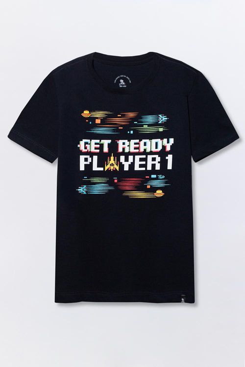 T-Shirt Estampada Player Azul Marinho