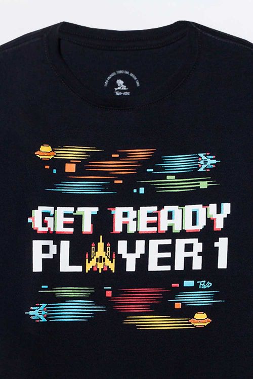 T-Shirt Infantil Estampada Player Azul Marinho