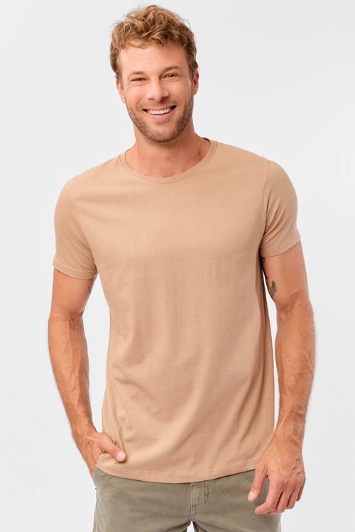 T-Shirt Básica Premium Sem Costura Khaki