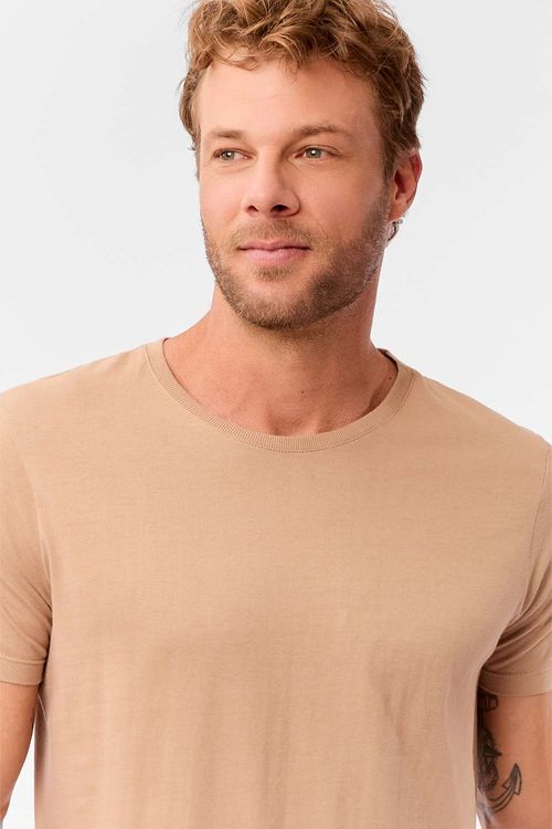 T-Shirt Básica Fit Premium Sem Costura Khaki