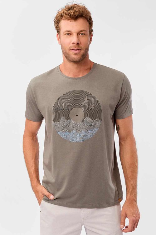 T-Shirt Estampada Flex Disco Em Relevo Grafite