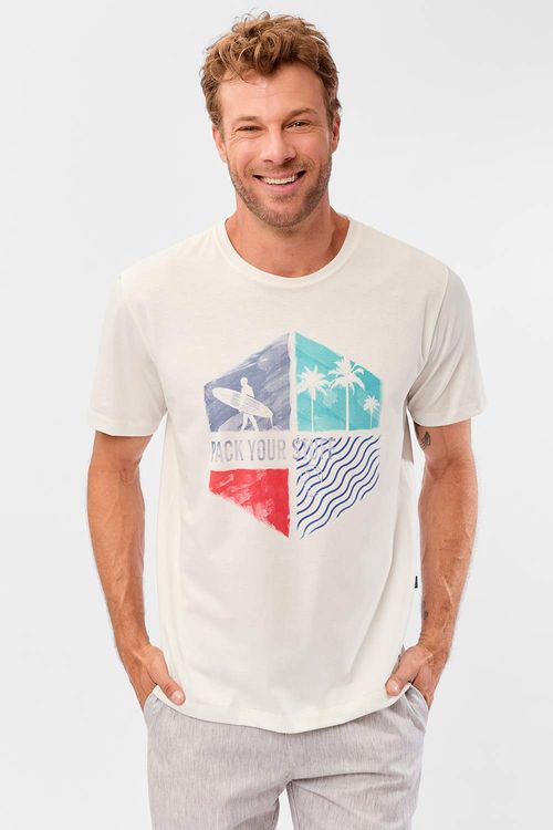 T-Shirt Estampada Mescla Pack Your Tuff Off White