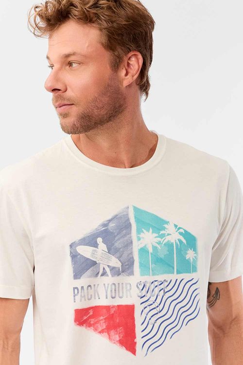 T-Shirt Estampada Mescla Pack Your Tuff Off White
