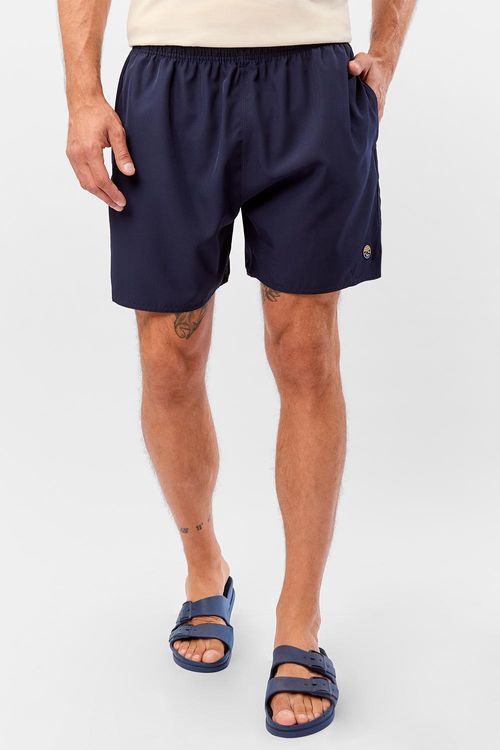 Short Liso Com Patch Azul Marinho