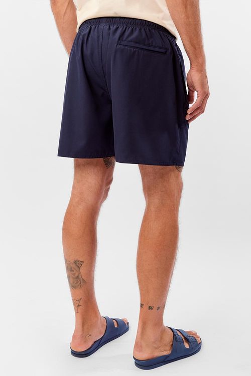 Short Liso Com Patch Azul Marinho