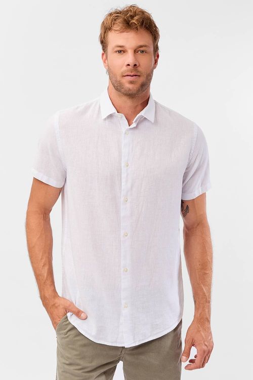 Camisa Linho Manga Curta Branca