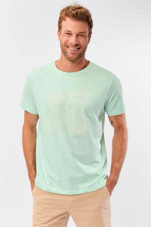 T-Shirt Estampada Algodão Ocean People Verde Clara