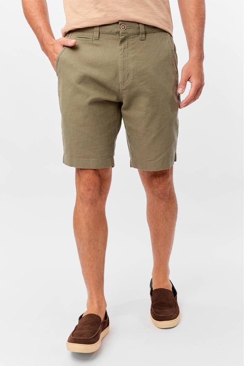 Bermuda Chino Linho Verde Militar
