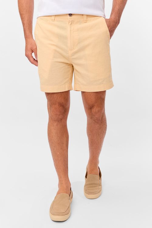 Bermuda Chino Linho Amarelo Claro