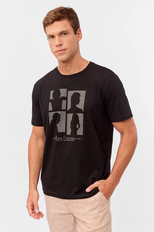 T-Shirt Estampada Rock Lengends Preta