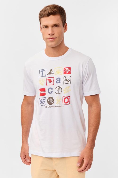 T-Shirt Estampada Squares Branca