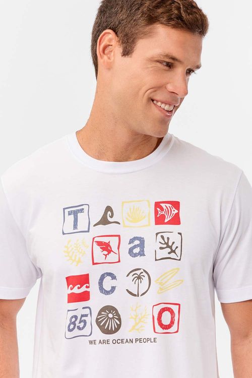 T-Shirt Estampada Squares Branca