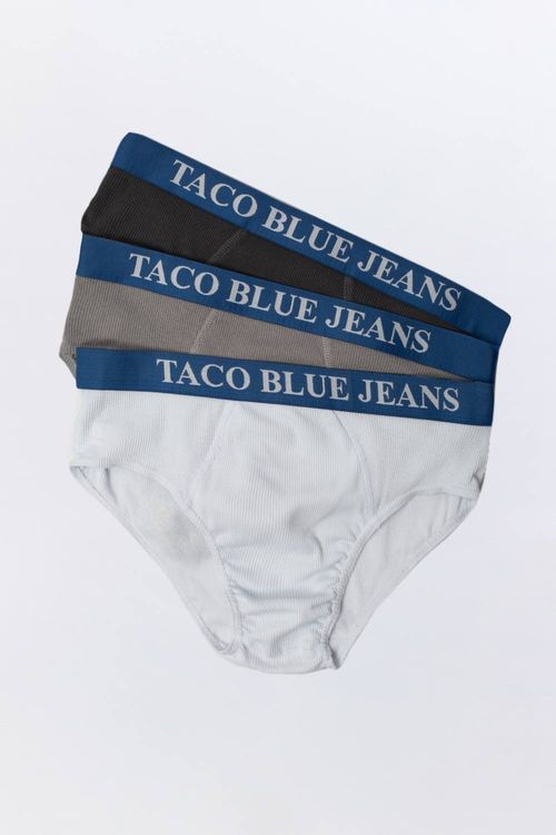 Kit De Cuecas Slip Grafite/Cinza/Branco