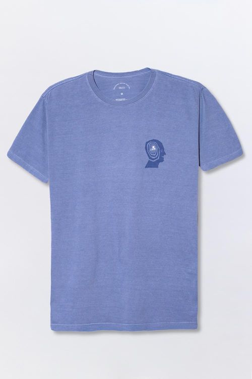 T-Shirt Estampada Stone Carimbo Azul Jeans