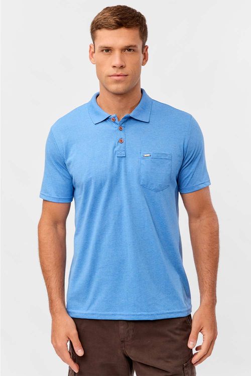 Polo Básica Fit Com Bolso Azul Royal