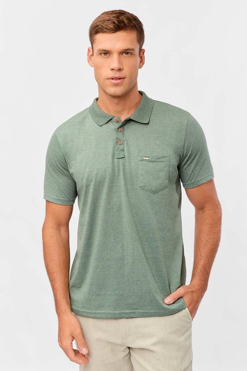 Polo Básica Fit Com Bolso Verde