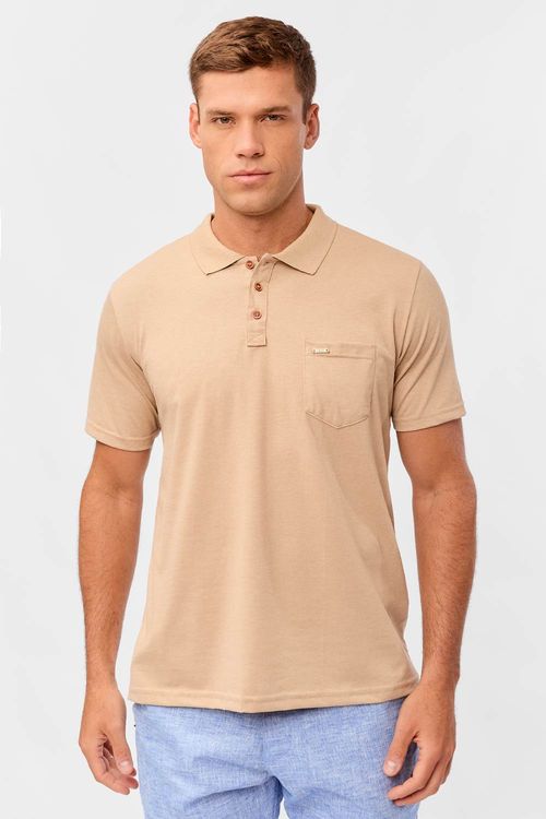 Polo Básica Fit Com Bolso Khaki