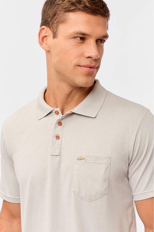 Polo Básica Fit Com Bolso Cinza