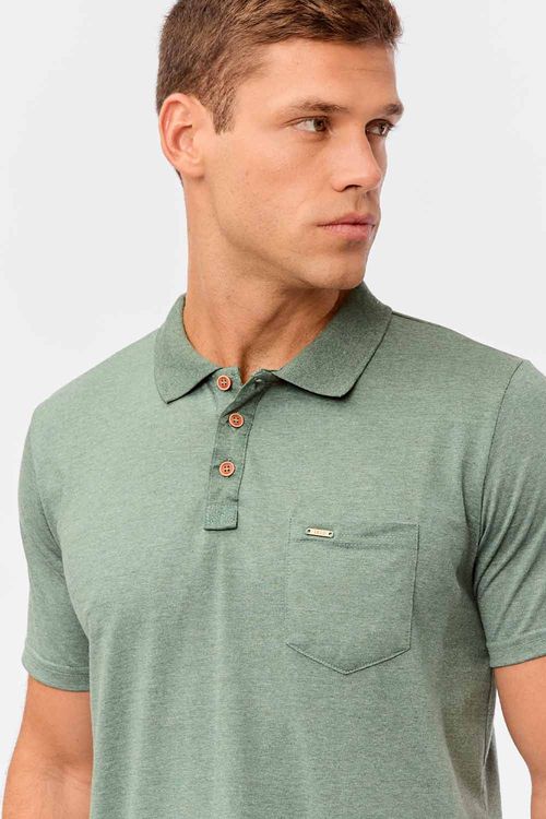 Polo Básica Fit Com Bolso Verde