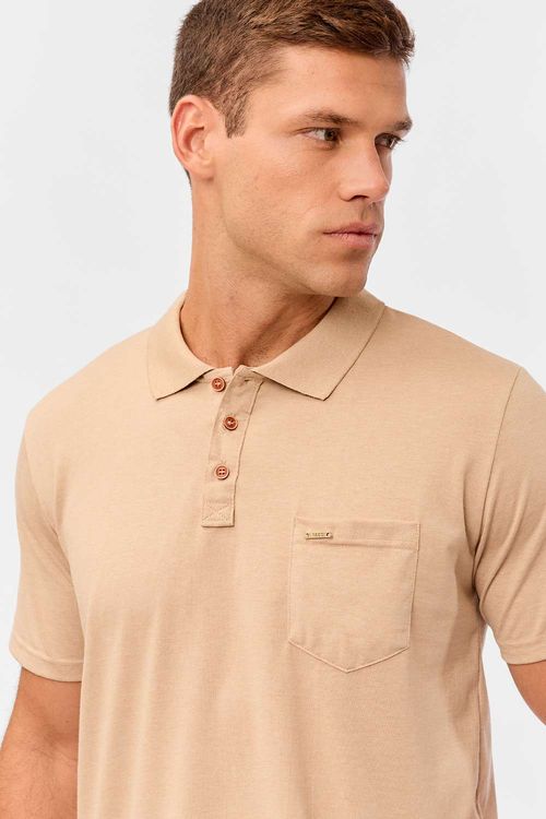 Polo Básica Fit Com Bolso Khaki