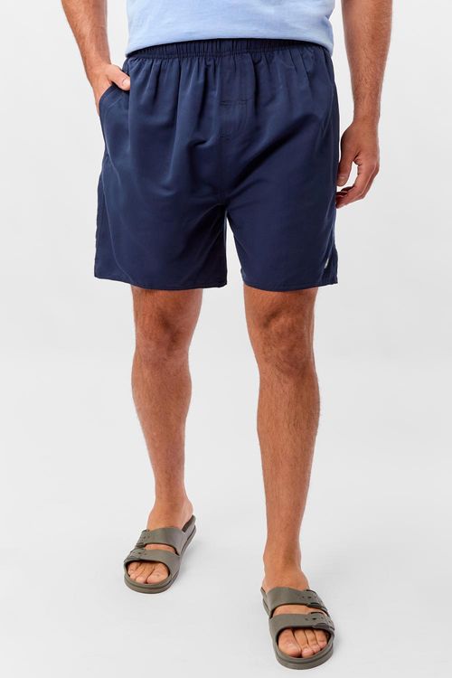 Short Liso Com Silk Refletivo Azul Marinho