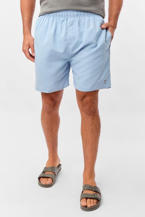 Short Liso Com Silk Refletivo Azul Claro