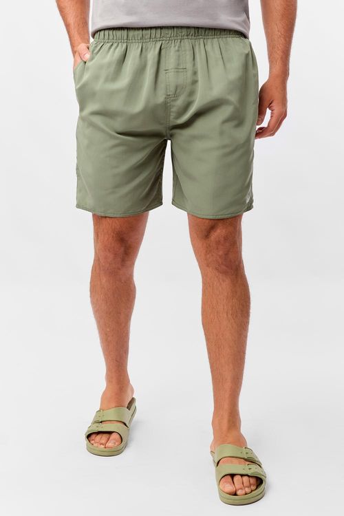 Short Liso Com Silk Refletivo Verde Militar