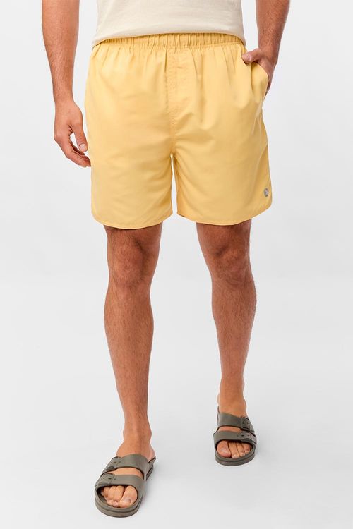 Short Liso Com Silk Refletivo Amarelo