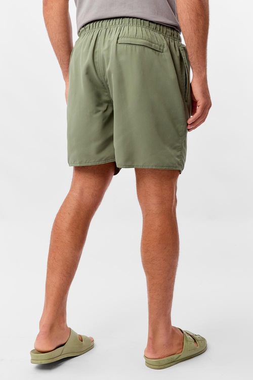 Short Liso Com Silk Refletivo Verde Militar