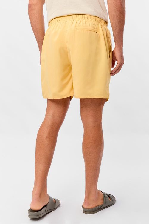 Short Liso Com Silk Refletivo Amarelo