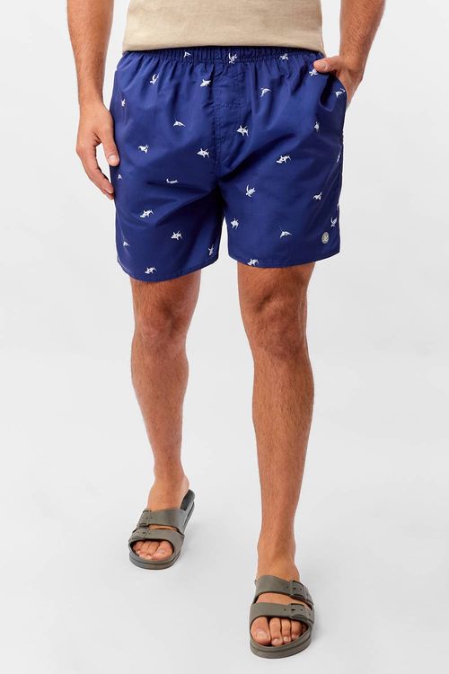Short Estampado Little Sea Azul Marinho