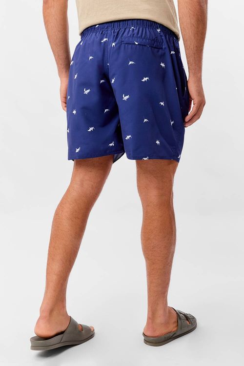 Short Estampado Little Sea Azul Marinho