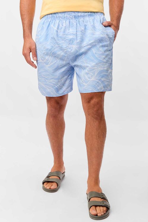 Short Estampado Waves Azul Claro