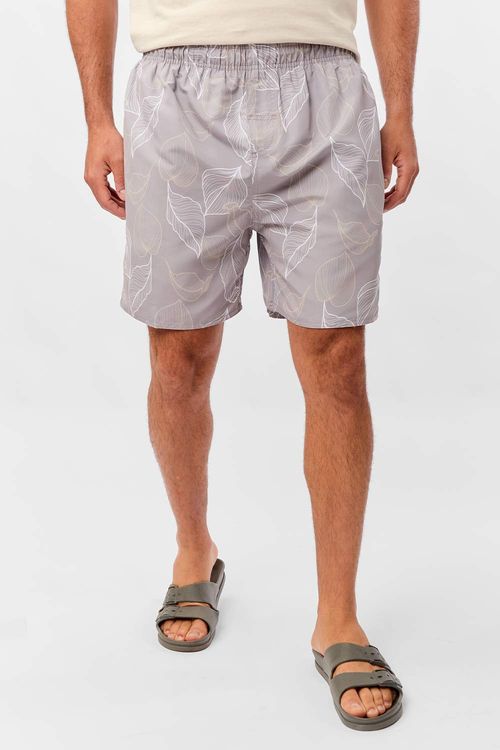Short Estampado Bicolor Cinza