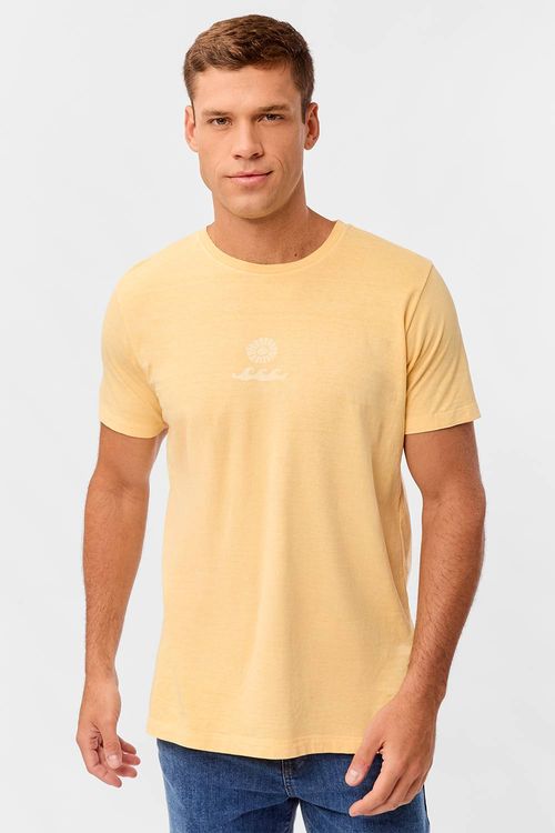 T-Shirt Estampada Stone Carimbo Sun Waves Amarelo Claro
