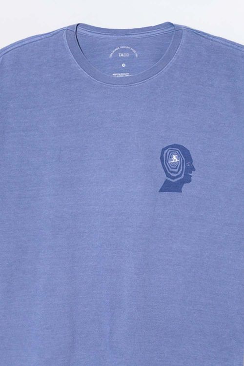 T-Shirt Estampada Stone Carimbo Azul Jeans