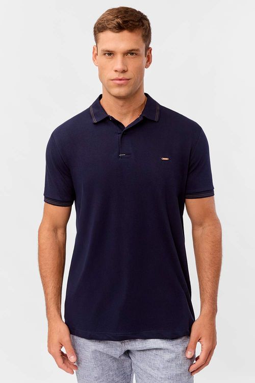 Polo Básica Comfort Piquet Azul Marinho
