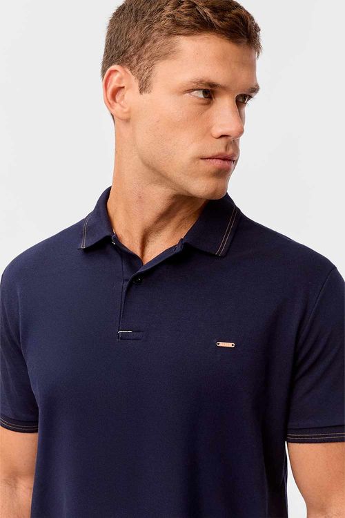 Polo Básica Comfort Piquet Azul Marinho