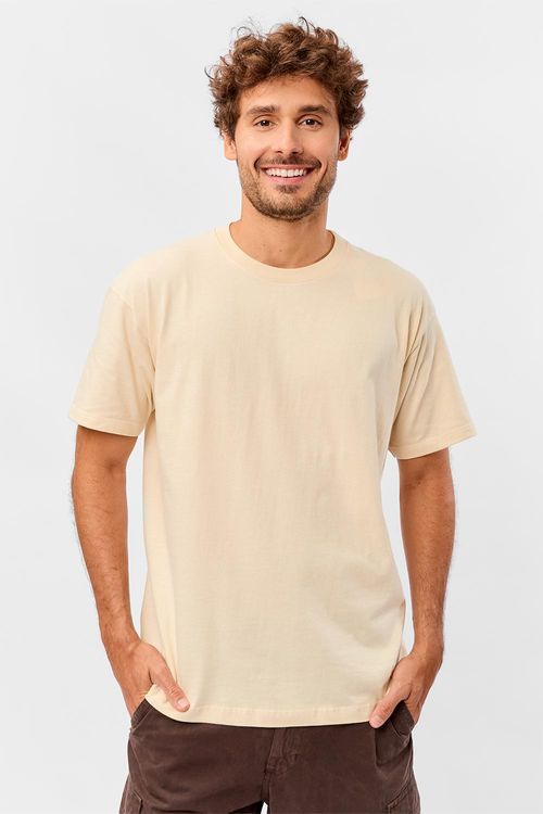 T-Shirt Básica Premium Sem Costura Oversized Off White