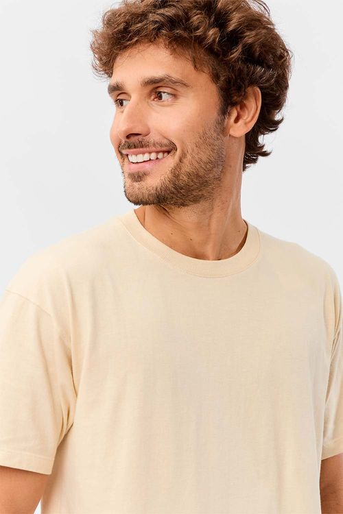 T-Shirt Básica Premium Sem Costura Oversized Off White